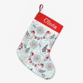 Petite Chaussette De Noël Monogramme d'oiseaux de Noël (Devant (Accrochage))