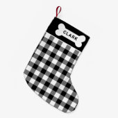 Petite Chaussette De Noël Monogramme d'os de chien plaqué noir et blanc (Devant (Accrochage))