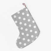 Petite Chaussette De Noël Monogramme Élégant Points Gris (Dos (Accrochage))