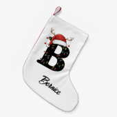 Petite Chaussette De Noël Monogramme Famille Antlers de Noël Santa Hat (Devant (Accrochage))