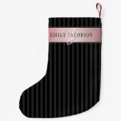 Petite Chaussette De Noël Monogramme Faux Rose Gold | Gris et noir (Dos)