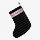 Petite Chaussette De Noël Monogramme Faux Rose Gold | Gris et noir (Dos (Accrochage))