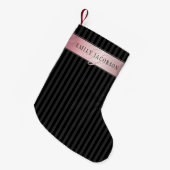 Petite Chaussette De Noël Monogramme Faux Rose Gold | Gris et noir (Devant (Accrochage))