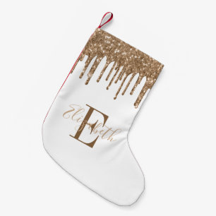 Petite Chaussette De Noël Monogramme Gold Parties scintillant Drivers Blanc