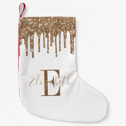 Petite Chaussette De Noël Monogramme Gold Parties scintillant Drivers Blanc (Devant)