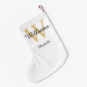 Petite Chaussette De Noël Monogramme Gold personnalisé (Dos (Accrochage))