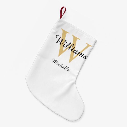 Petite Chaussette De Noël Monogramme Gold personnalisé (Devant (Accrochage))