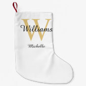 Petite Chaussette De Noël Monogramme Gold personnalisé (Devant)