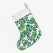 Petite Chaussette De Noël Monogramme Green Botanical Palm Feuilles (Dos (Accrochage))