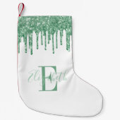Petite Chaussette De Noël Monogramme Green Faux Parties scintillant Drivers  (Devant)