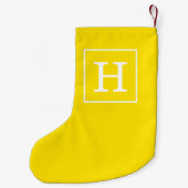 Petite Chaussette De Noël Monogramme initial encadré blanc jaune (Dos)