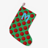 Petite Chaussette De Noël Monogramme Moderne Élégant à Points Rouges (Devant (Accrochage))