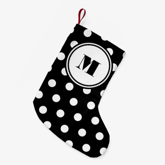 Petite Chaussette De Noël Monogramme moderne Motif noir et blanc (Devant (Accrochage))
