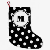 Petite Chaussette De Noël Monogramme moderne Motif noir et blanc (Devant)