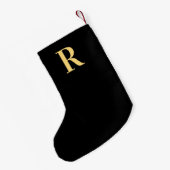 Petite Chaussette De Noël Monogramme moderne Noir Or (Dos (Accrochage))