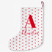 Petite Chaussette De Noël Monogramme moderne Nom Pois (Dos)