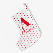 Petite Chaussette De Noël Monogramme moderne Nom Pois (Dos (Accrochage))