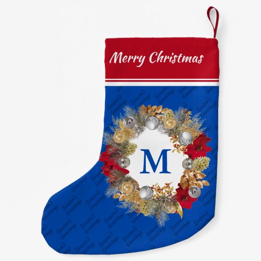 Petite Chaussette De Noël MONOGRAMME MONOGRAMME Cobalt Bleu (Dos)