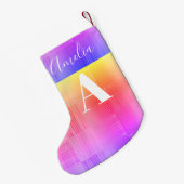 Petite Chaussette De Noël Monogramme Nom Bright Faded Checboard (Dos (Accrochage))