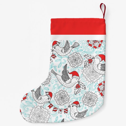 Petite Chaussette De Noël Monogramme Oiseaux de Noël (Dos)