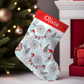 Petite Chaussette De Noël Monogramme Oiseaux de Noël