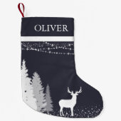 Petite Chaussette De Noël Monogramme personnalisé de cerfs de bois rustique  (Devant)