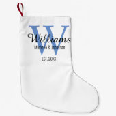 Petite Chaussette De Noël Monogramme personnalisé Nouveau bleu (Devant)