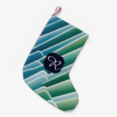 Petite Chaussette De Noël Monogramme personnalisé Vert bleu Abstrait (Devant (Accrochage))
