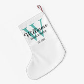 Petite Chaussette De Noël Monogramme personnalisé vert Turquoise nouvellemen (Dos (Accrochage))