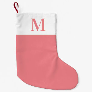 Petite Chaussette De Noël Monogramme rose et blanc Personnalisé