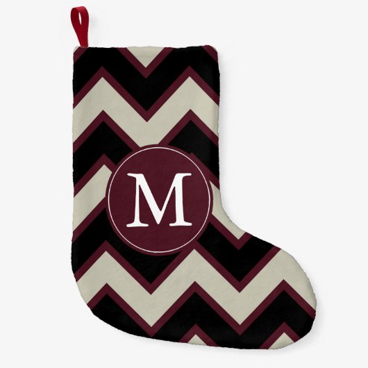 Petite Chaussette De Noël Monogramme rouge noir Chevron (Devant)