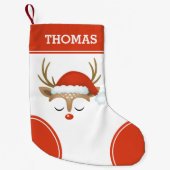 Petite Chaussette De Noël Monogramme rouge renne de Noël Stocking (Devant)