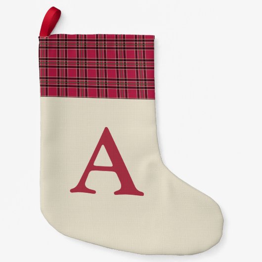Petite Chaussette De Noël Monogramme rouge rustique de Noël Plaid Stocker (Devant)