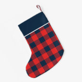 Petite Chaussette De Noël Monogramme Russe Navy et Red Buffalo Check (Dos (Accrochage))