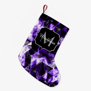 Petite Chaussette De Noël Monogramme scintillant violet pourpre de