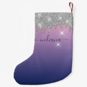 Petite Chaussette De Noël Monogramme Silver Parties scintillant vacances Kee (Dos)