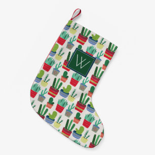 Petite Chaussette De Noël Monogramme une foule de cactus