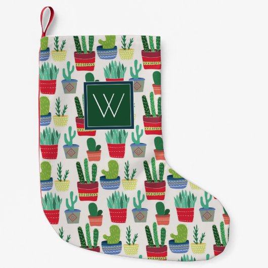 Petite Chaussette De Noël Monogramme | Une foule de Cactus (Devant)
