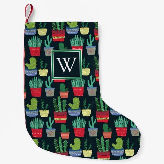 Petite Chaussette De Noël Monogramme | Une foule de Cactus (Devant)