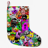 Petite Chaussette De Noël Monstres caractères mignons Motif d'Halloween (Devant)