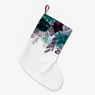 Petite Chaussette De Noël Moody Boho   Turquoise et aubergine violet Rose Fl
