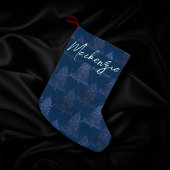 Petite Chaussette De Noël Moody Tree Motif | Classy Dark Navy Blue Custom