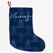 Petite Chaussette De Noël Moody Tree Motif | Classy Dark Navy Blue Custom (Devant)