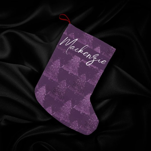 Petite Chaussette De Noël Moody Tree Motif | Plum profond violet personnalis
