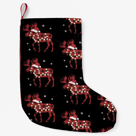 Petite Chaussette De Noël Moose Christmas Red Plaid Buffalo Xmas Santa Hat (Devant)