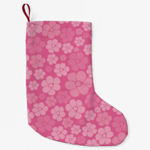 Petite Chaussette De Noël Motif à fleurs - rose