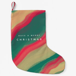 Petite Chaussette De Noël Motif Abstrait Peint à la Main