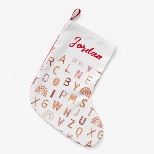 Petite Chaussette De Noël Motif Alphabet arc-en-ciel amusant (Devant (Accrochage))