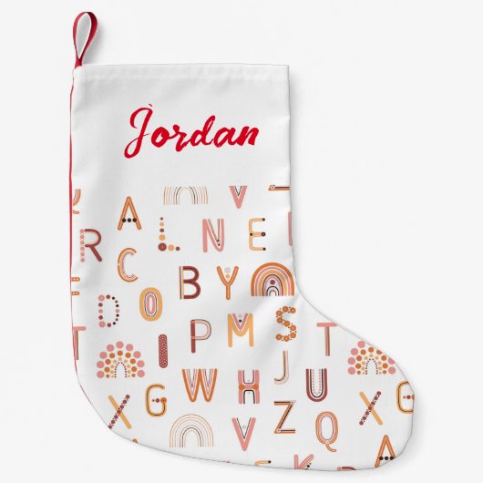 Petite Chaussette De Noël Motif Alphabet arc-en-ciel amusant (Devant)