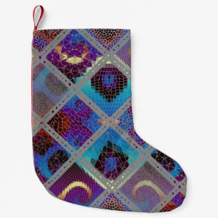 Petite Chaussette De Noël Motif arrière - plan sans couture. Art mosaïque mo